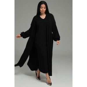 Костюм двойка женский "Леди" (платье и кардиган) кашемир лапша (р-ры: 48-58) черный