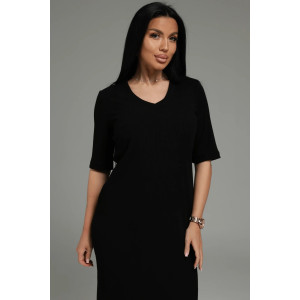 Костюм двойка женский "Леди" (платье и кардиган) кашемир лапша (р-ры: 48-58) черный