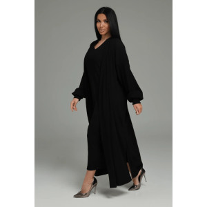 Костюм двойка женский "Леди" (платье и кардиган) кашемир лапша (р-ры: 48-58) черный