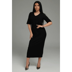 Костюм двойка женский "Леди" (платье и кардиган) кашемир лапша (р-ры: 48-58) черный