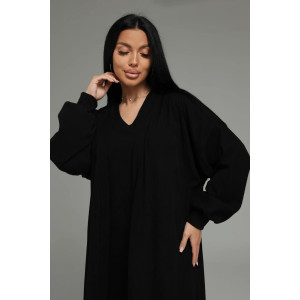 Костюм двойка женский "Леди" (платье и кардиган) кашемир лапша (р-ры: 48-58) черный