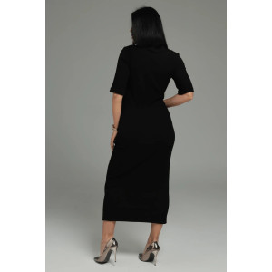 Костюм двойка женский "Леди" (платье и кардиган) кашемир лапша (р-ры: 48-58) черный