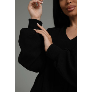 Костюм двойка женский "Леди" (платье и кардиган) кашемир лапша (р-ры: 48-58) черный