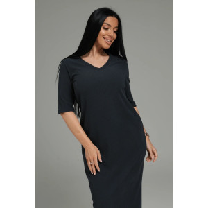 Костюм двойка женский "Леди" (платье и кардиган) кашемир лапша (р-ры: 48-58) графит