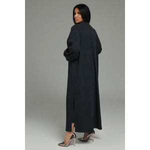 Костюм двойка женский "Леди" (платье и кардиган) кашемир лапша (р-ры: 48-58) графит