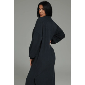 Костюм двойка женский "Леди" (платье и кардиган) кашемир лапша (р-ры: 48-58) графит