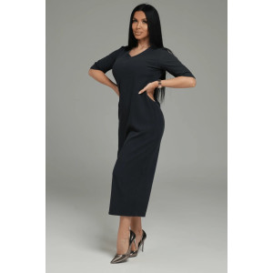 Костюм двойка женский "Леди" (платье и кардиган) кашемир лапша (р-ры: 48-58) графит