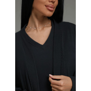 Костюм двойка женский "Леди" (платье и кардиган) кашемир лапша (р-ры: 48-58) графит