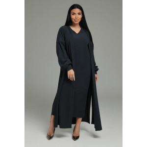 Костюм двойка женский "Леди" (платье и кардиган) кашемир лапша (р-ры: 48-58) графит