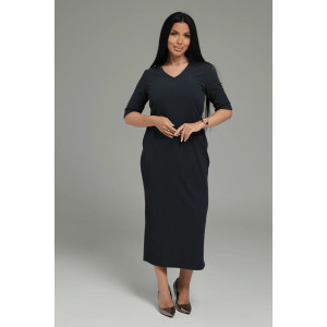 Костюм двойка женский "Леди" (платье и кардиган) кашемир лапша (р-ры: 48-58) графит