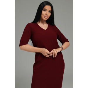 Костюм двойка женский "Леди" (платье и кардиган) кашемир лапша (р-ры: 48-58) бордо