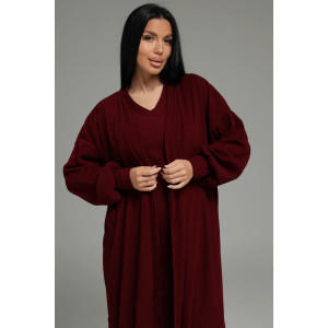 Костюм двойка женский "Леди" (платье и кардиган) кашемир лапша (р-ры: 48-58) бордо