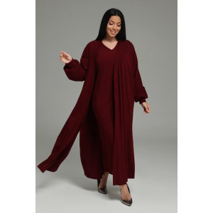 Костюм двойка женский "Леди" (платье и кардиган) кашемир лапша (р-ры: 48-58) бордо