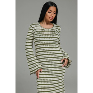 Платье женское "Амелия" кулирка вязка (р-ры: 44-54) бело-зеленый