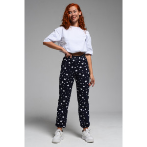 Брюки женские №7435 футер с лайкрой 2-х нитка (последний размер) звезды на темно-синем 52 Брюки женские №7435 футер с лайкрой 2-х нитка (последний размер) звезды на темно-синем 52