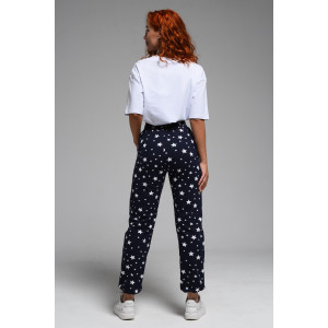 Брюки женские №7435 футер с лайкрой 2-х нитка (последний размер) звезды на темно-синем 52 Брюки женские №7435 футер с лайкрой 2-х нитка (последний размер) звезды на темно-синем 52