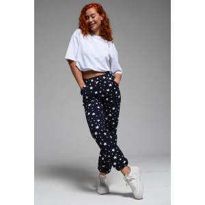 Брюки женские №7435 футер с лайкрой 2-х нитка (последний размер) звезды на темно-синем 52 Брюки женские №7435 футер с лайкрой 2-х нитка (последний размер) звезды на темно-синем 52