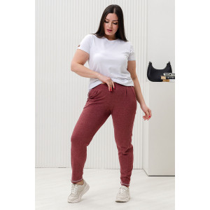 Брюки женские №7120 кулирка меланж (последний размер) бордовый 52