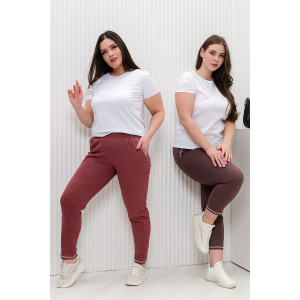 Брюки женские №7120 кулирка меланж (последний размер) бордовый 52