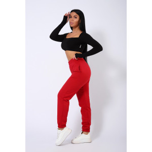 Брюки женские КБФ-1071 футер 3-х нитка (последний размер) красный 50