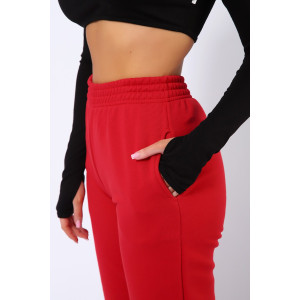 Брюки женские КБФ-1071 футер 3-х нитка (последний размер) красный 50