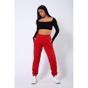 Брюки женские КБФ-1071 футер 3-х нитка (последний размер) красный 50