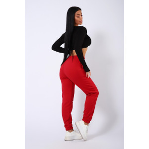 Брюки женские КБФ-1071 футер 3-х нитка (последний размер) красный 50