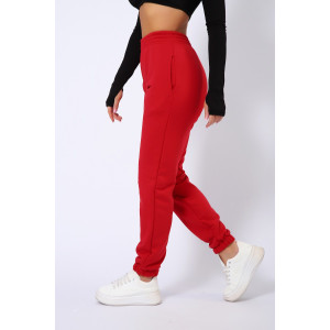 Брюки женские КБФ-1071 футер 3-х нитка (последний размер) красный 50