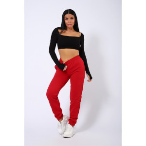 Брюки женские КБФ-1071 футер 3-х нитка (последний размер) красный 50