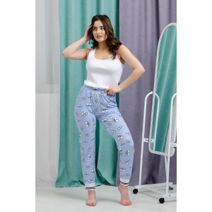 Брюки женские №8433 футер с лайкрой 2-х нитка (последний размер) глаза на голубом 46,50