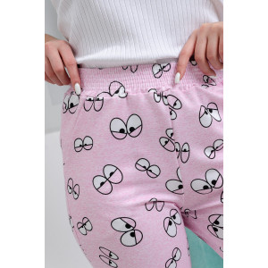 Брюки женские №8433 футер с лайкрой 2-х нитка (последний размер) глаза на розовом 56