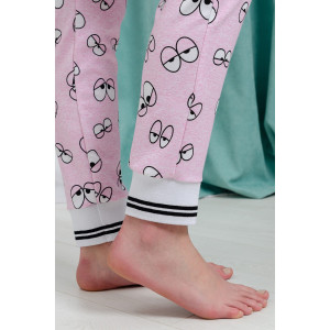 Брюки женские №8433 футер с лайкрой 2-х нитка (последний размер) глаза на розовом 56