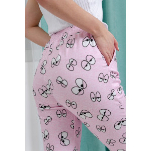 Брюки женские №8433 футер с лайкрой 2-х нитка (последний размер) глаза на розовом 56