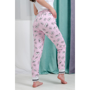 Брюки женские №8433 футер с лайкрой 2-х нитка (последний размер) глаза на розовом 56