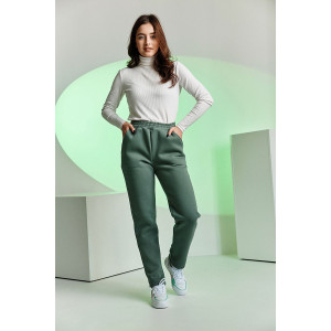 Брюки женские №67091 футер 3-х нитка с начесом (последний размер) оливковый 48,50,54,56