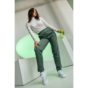 Брюки женские №67091 футер 3-х нитка с начесом (последний размер) оливковый 48,50,54,56