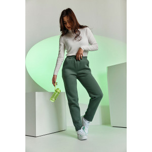 Брюки женские №67091 футер 3-х нитка с начесом (последний размер) оливковый 48,50,54,56