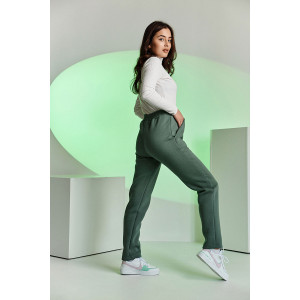 Брюки женские №67091 футер 3-х нитка с начесом (последний размер) оливковый 48,50,54,56