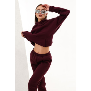 Брюки женские №88512 футер 3-х нитка с начесом (последний размер) бордовый 42-44