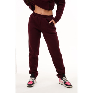 Брюки женские №88512 футер 3-х нитка с начесом (последний размер) бордовый 42-44