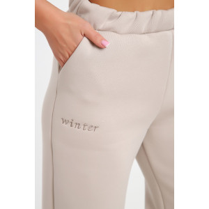 Брюки женские №82074 футер 3-х нитка с начесом (последний размер) светло-бежевый 48,52,56