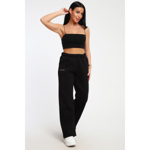 Брюки женские №82074 футер 3-х нитка с начесом (последний размер) черный 54