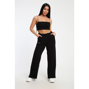 Брюки женские №82074 футер 3-х нитка с начесом (последний размер) черный 54