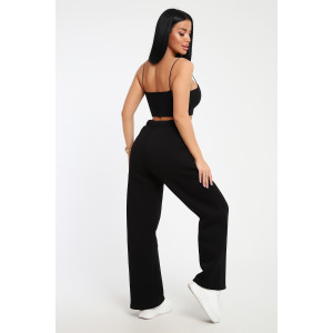 Брюки женские №82074 футер 3-х нитка с начесом (последний размер) черный 54