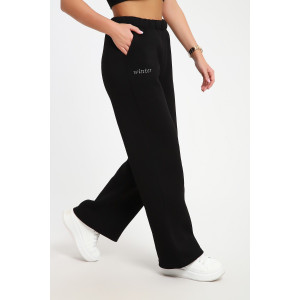 Брюки женские №82074 футер 3-х нитка с начесом (последний размер) черный 54