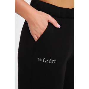 Брюки женские №82074 футер 3-х нитка с начесом (последний размер) черный 54