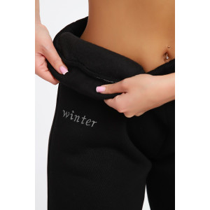 Брюки женские №82074 футер 3-х нитка с начесом (последний размер) черный 54