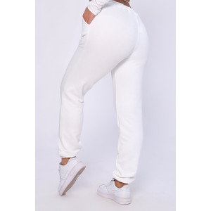 Брюки женские №80002 футер 3-х нитка (последний размер) молочно-белый 52,56