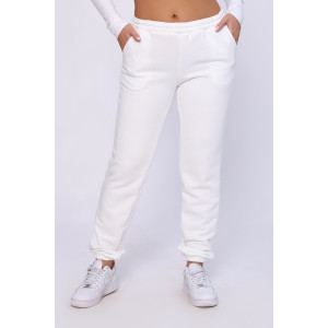 Брюки женские №80002 футер 3-х нитка (последний размер) молочно-белый 52,56