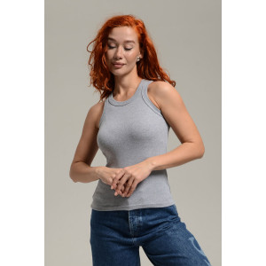 Майка женская №14409/2 рибана (последний размер) серый меланж 46